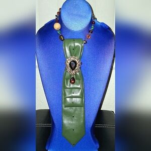 👔 IT'S A SALE!! DEBONAIR TIE NECKLACE in Faux Leather 👔